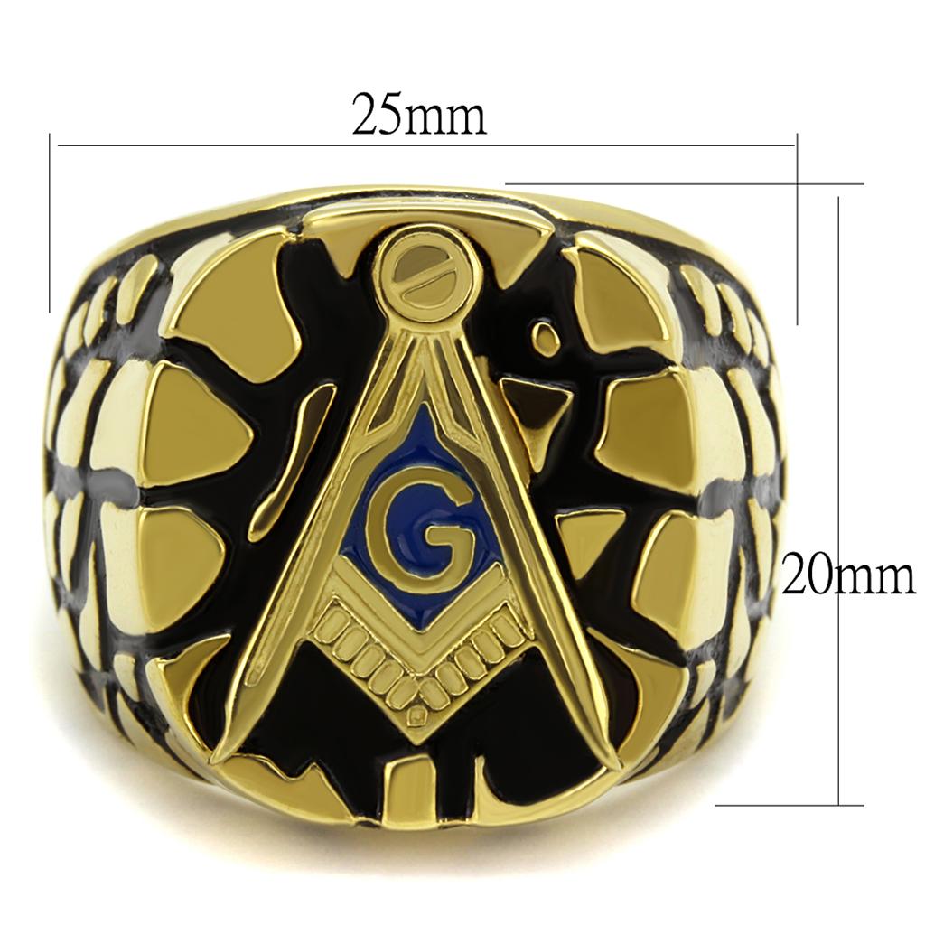 TK2372 - IP Gold(Ion Plating) Stainless Steel Ring with Epoxy  in Capri Blue-1