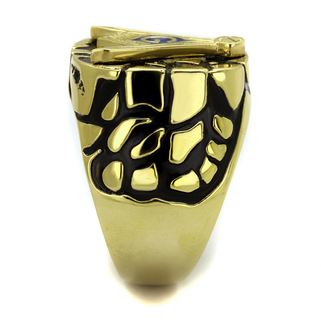 TK2372 - IP Gold(Ion Plating) Stainless Steel Ring with Epoxy  in Capri Blue-3