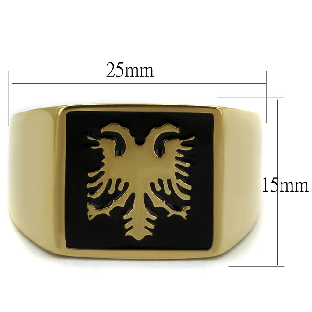 TK2373 - IP Gold(Ion Plating) Stainless Steel Ring with Epoxy  in Jet-1