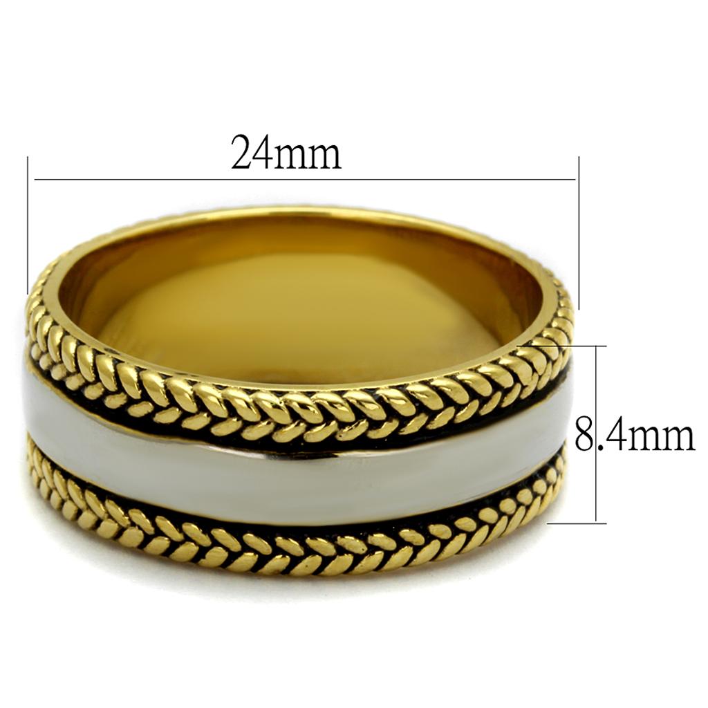 TK2375 - Two-Tone IP Gold (Ion Plating) Stainless Steel Ring with Epoxy  in Jet-1