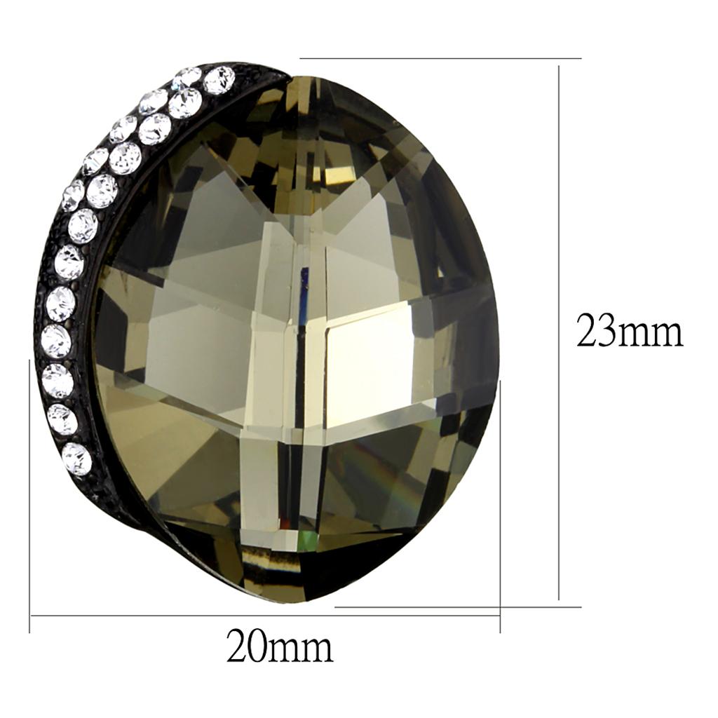 TK2377 - IP Black(Ion Plating) Stainless Steel Earrings with Top Grade Crystal  in Black Diamond-1