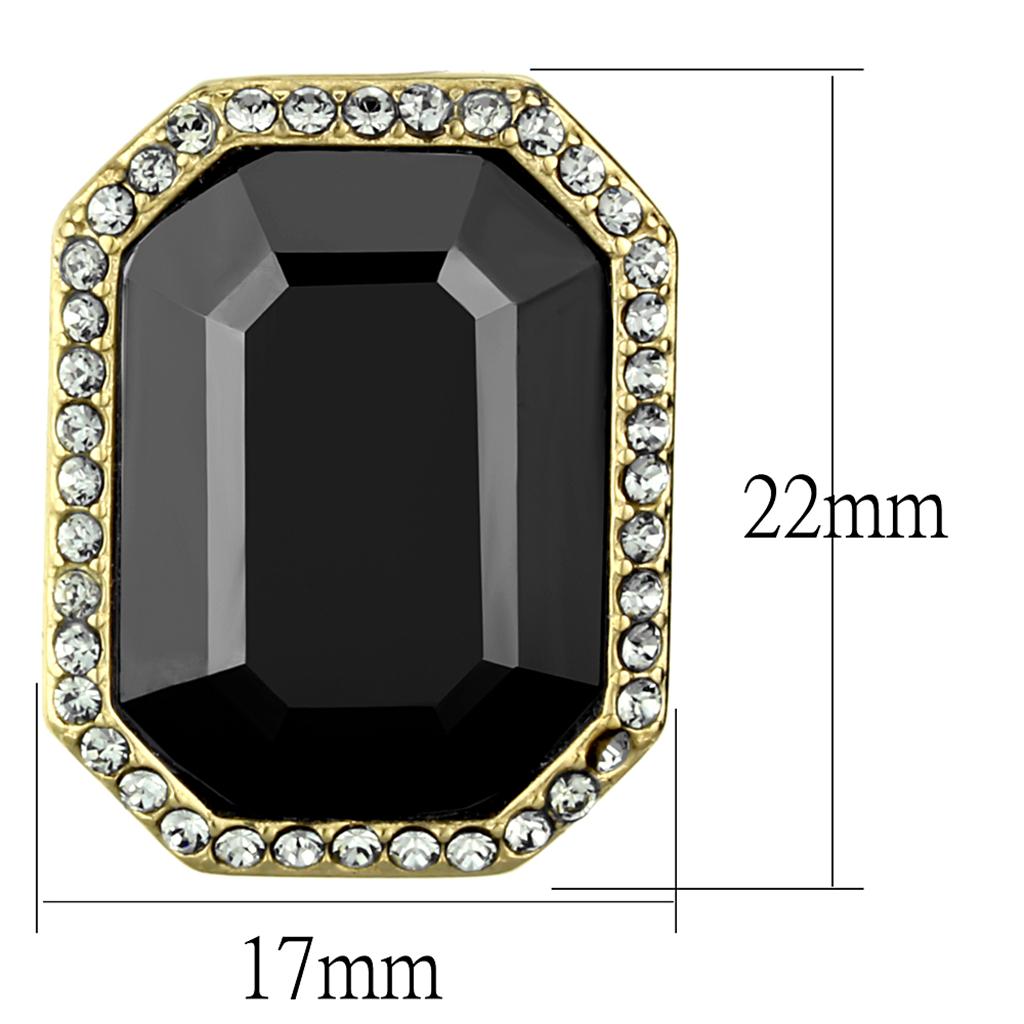 TK2378 - IP Gold(Ion Plating) Stainless Steel Earrings with Top Grade Crystal  in Hematite-1