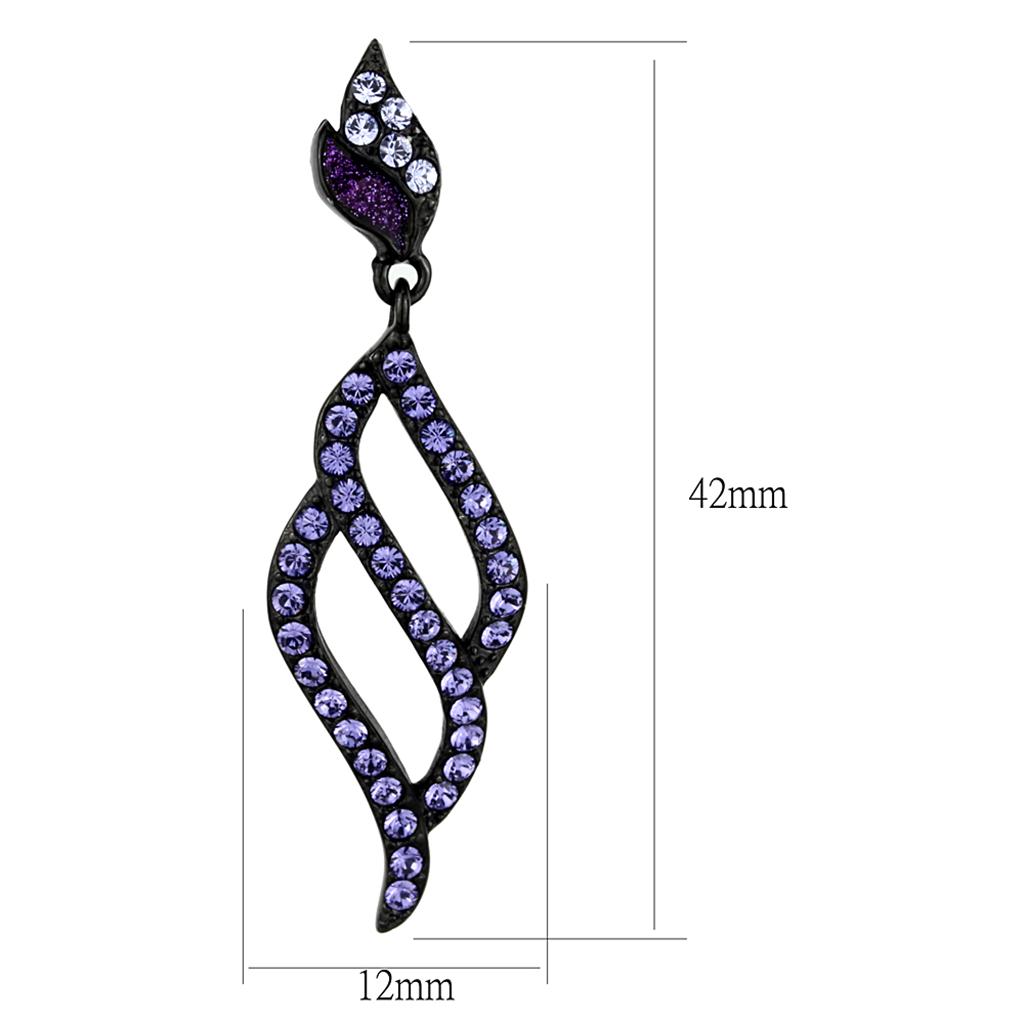 TK2379 - IP Black(Ion Plating) Stainless Steel Earrings with Top Grade Crystal  in Tanzanite-1