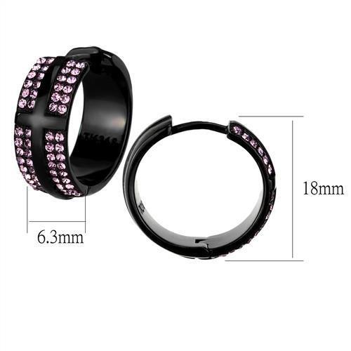 TK2386 - IP Black(Ion Plating) Stainless Steel Earrings with Top Grade Crystal  in Light Amethyst-1