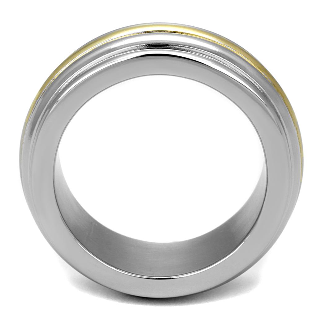 TK2390 - Two-Tone IP Gold (Ion Plating) Stainless Steel Ring with No Stone-2