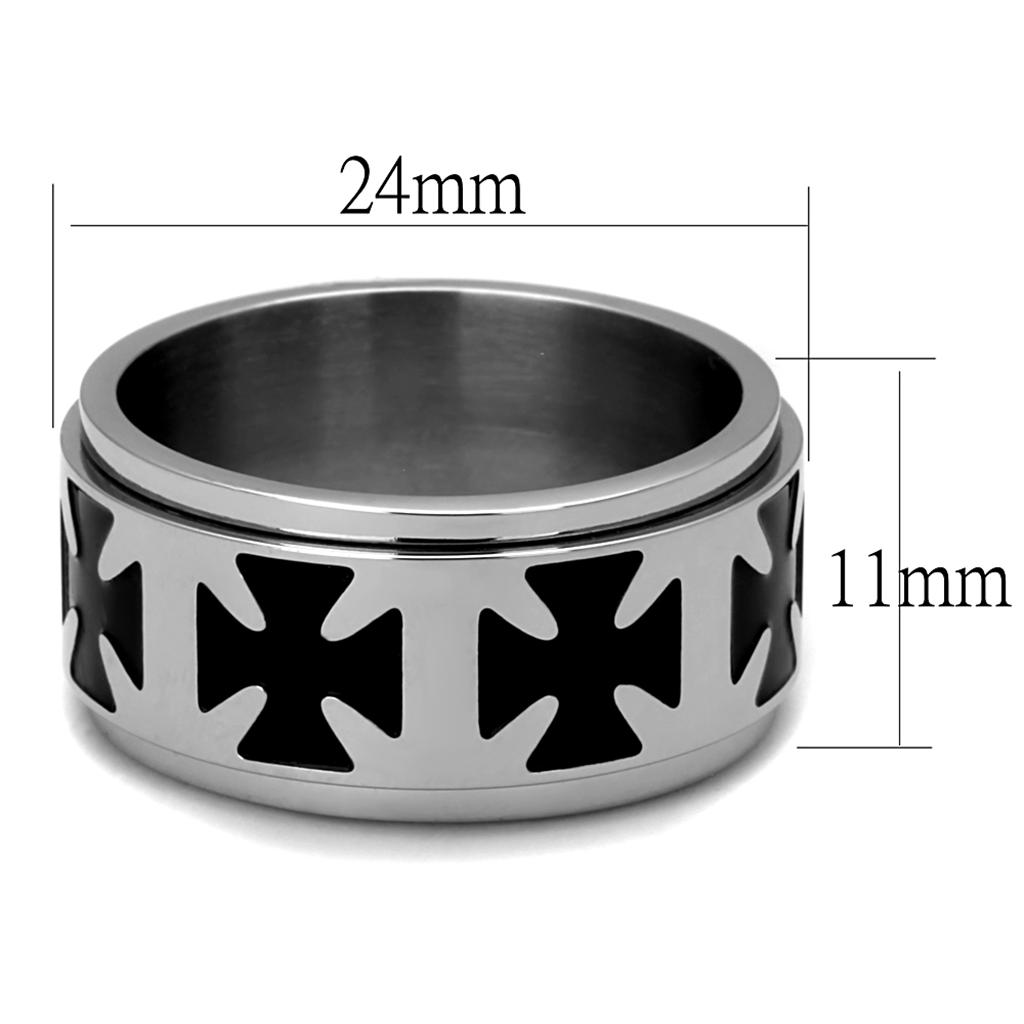 TK2391 - High polished (no plating) Stainless Steel Ring with Epoxy  in Jet-1