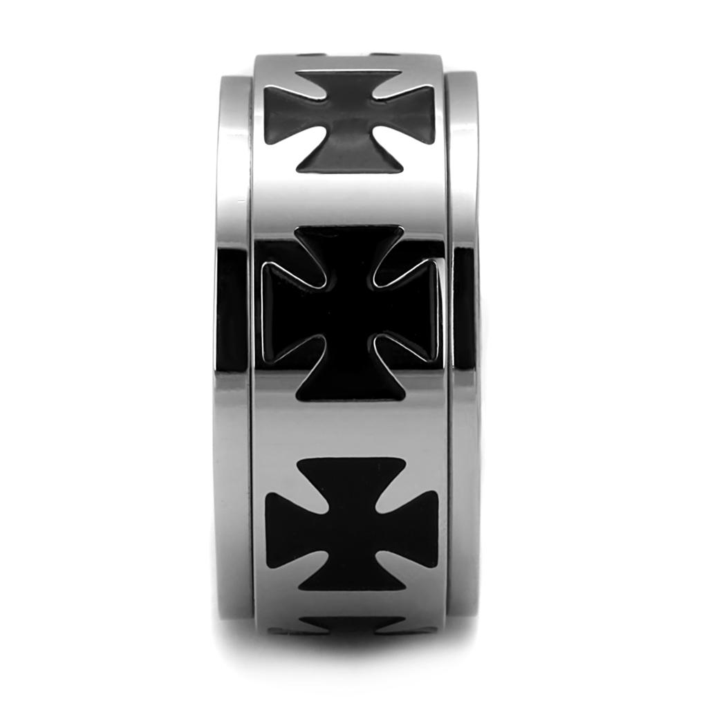 TK2391 - High polished (no plating) Stainless Steel Ring with Epoxy  in Jet-3