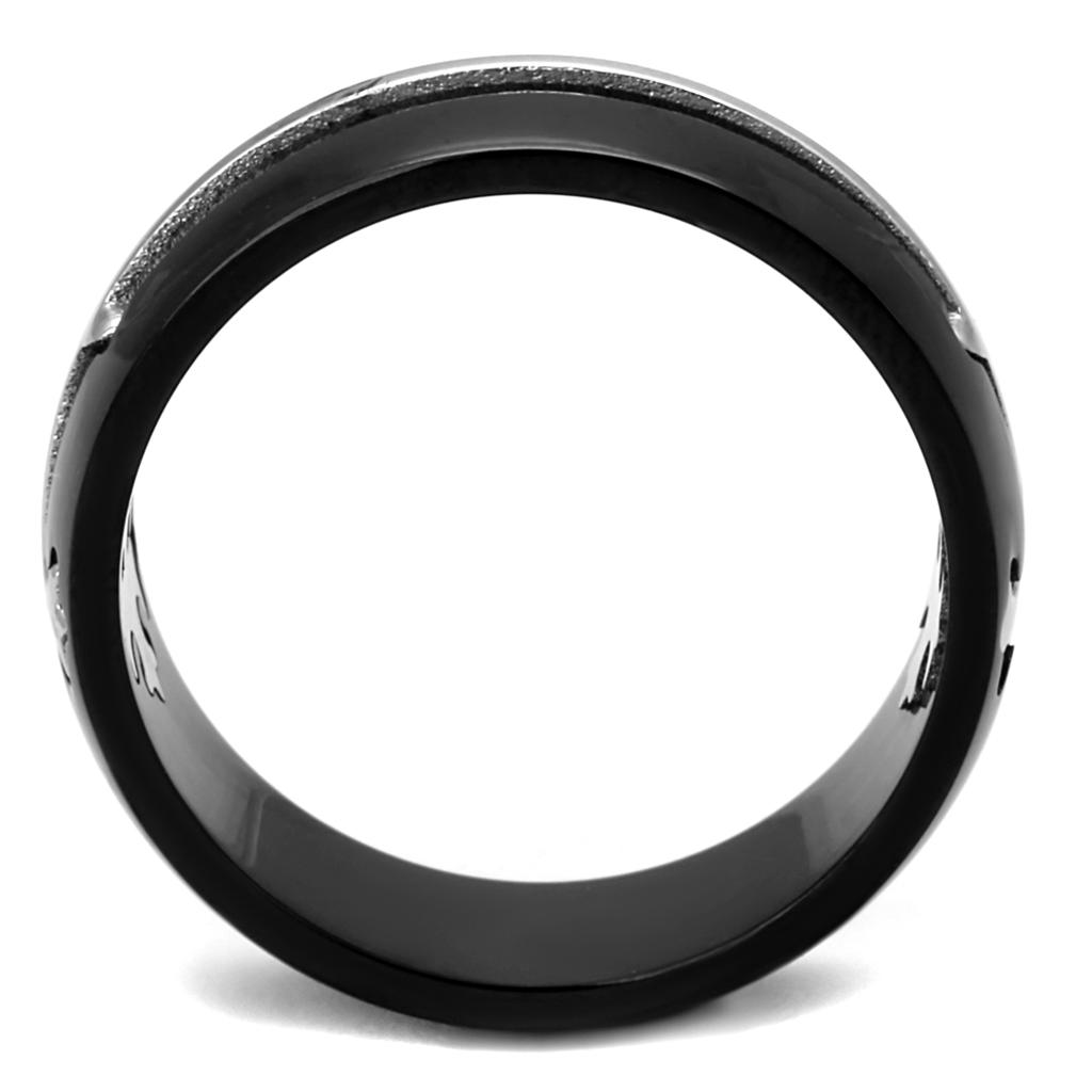 TK2392 - Two-Tone IP Black Stainless Steel Ring with No Stone-2