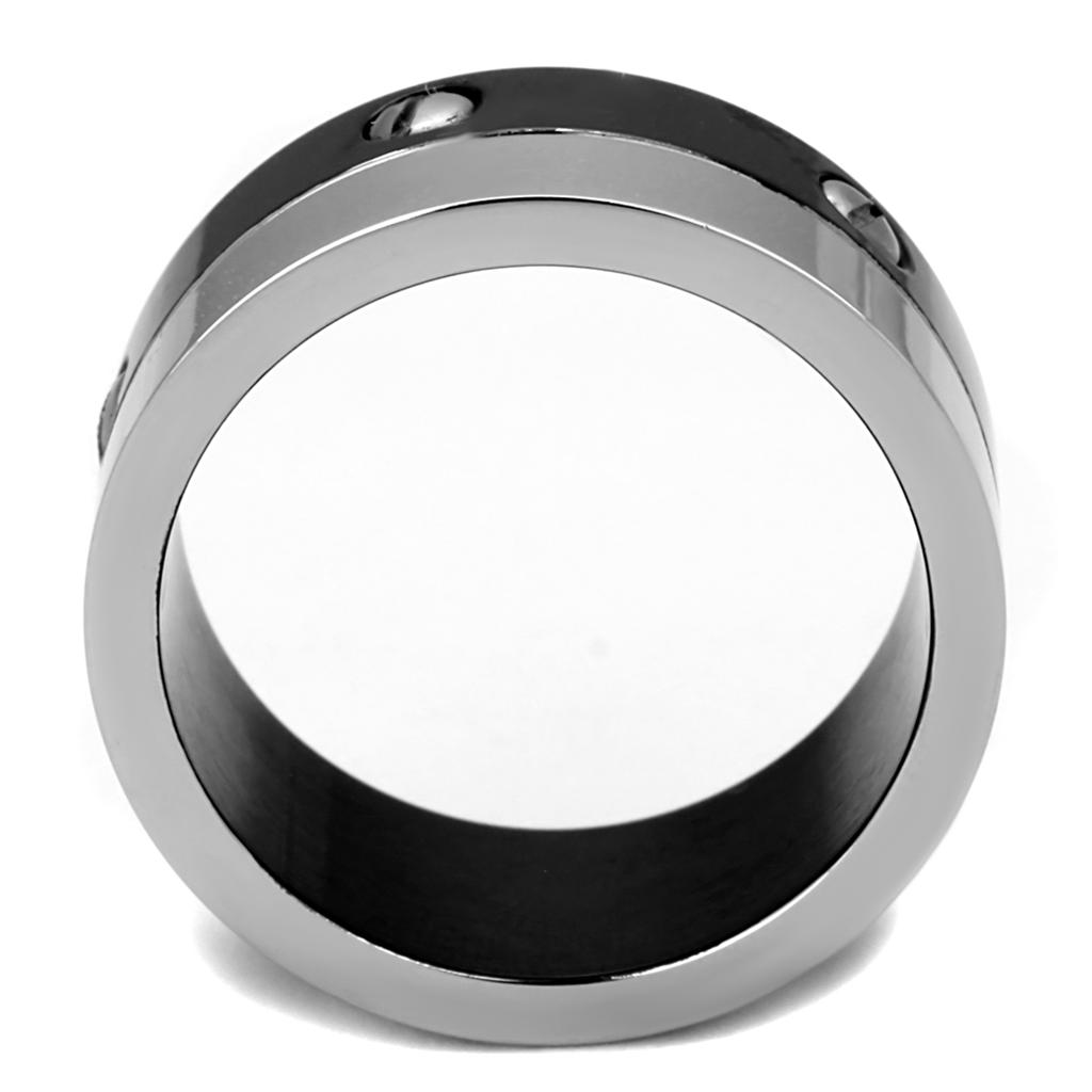 TK2397 - Two-Tone IP Black (Ion Plating) Stainless Steel Ring with No Stone-2