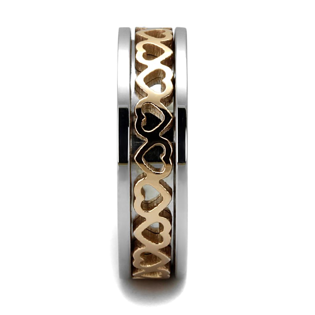 TK2398 - Two-Tone IP Rose Gold Stainless Steel Ring with No Stone-3