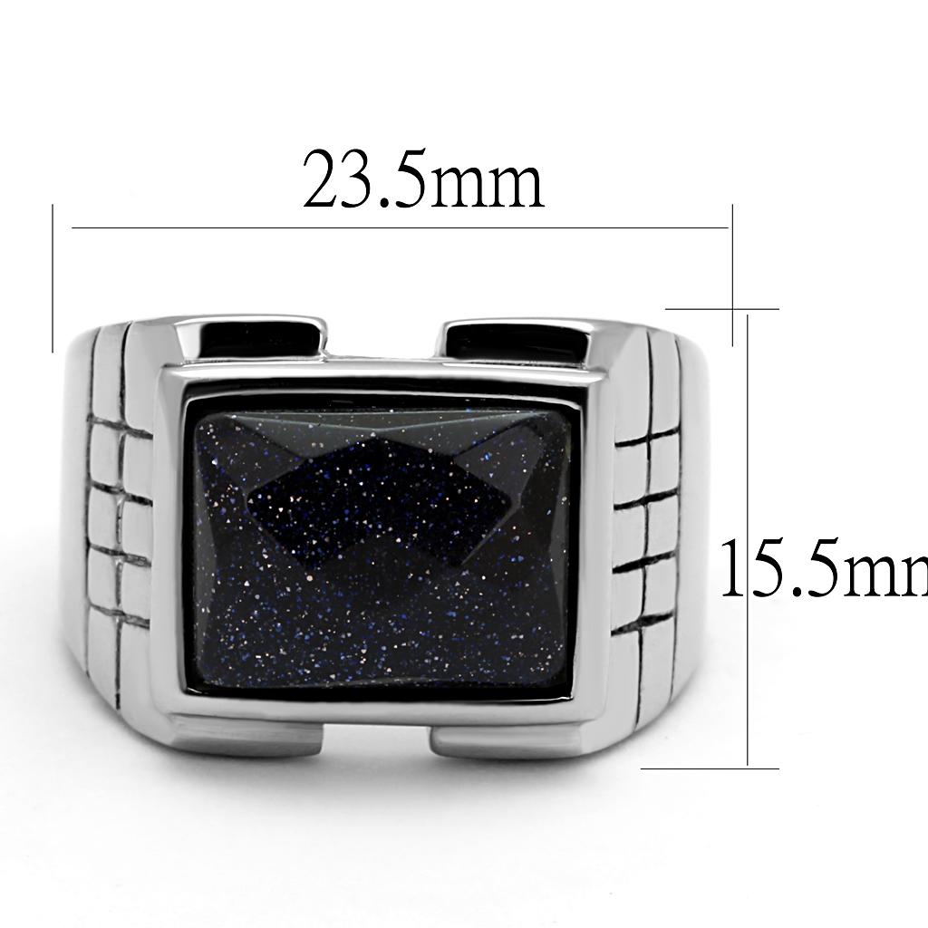 TK2399 - High polished (no plating) Stainless Steel Ring with Blue Sand  in Montana-1