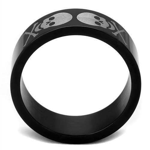 TK2400 - Two-Tone IP Black Stainless Steel Ring with No Stone-2