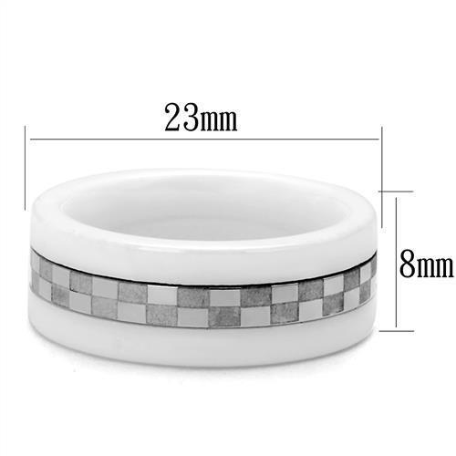 TK2403 - High polished (no plating) Stainless Steel Ring with Ceramic  in White-1