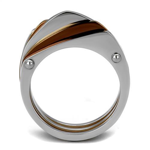 TK2404 - Two Tone IP Light Brown (IP Light coffee) Stainless Steel Ring with No Stone-2