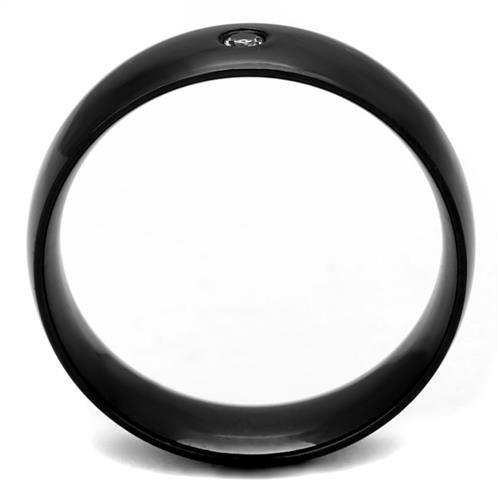 TK2409 - IP Black(Ion Plating) Stainless Steel Ring with AAA Grade CZ  in Clear-2