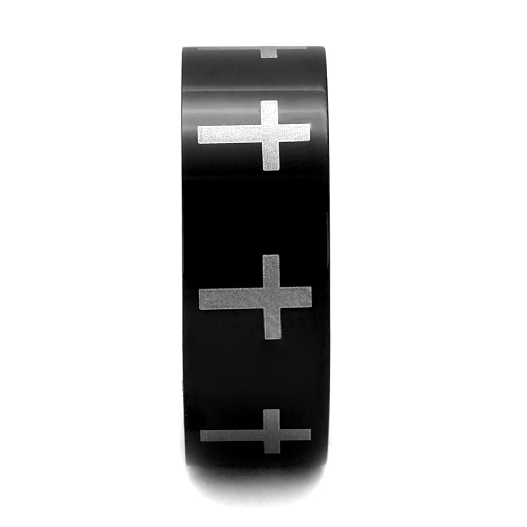 TK2410 - Two-Tone IP Black (Ion Plating) Stainless Steel Ring with No Stone-3
