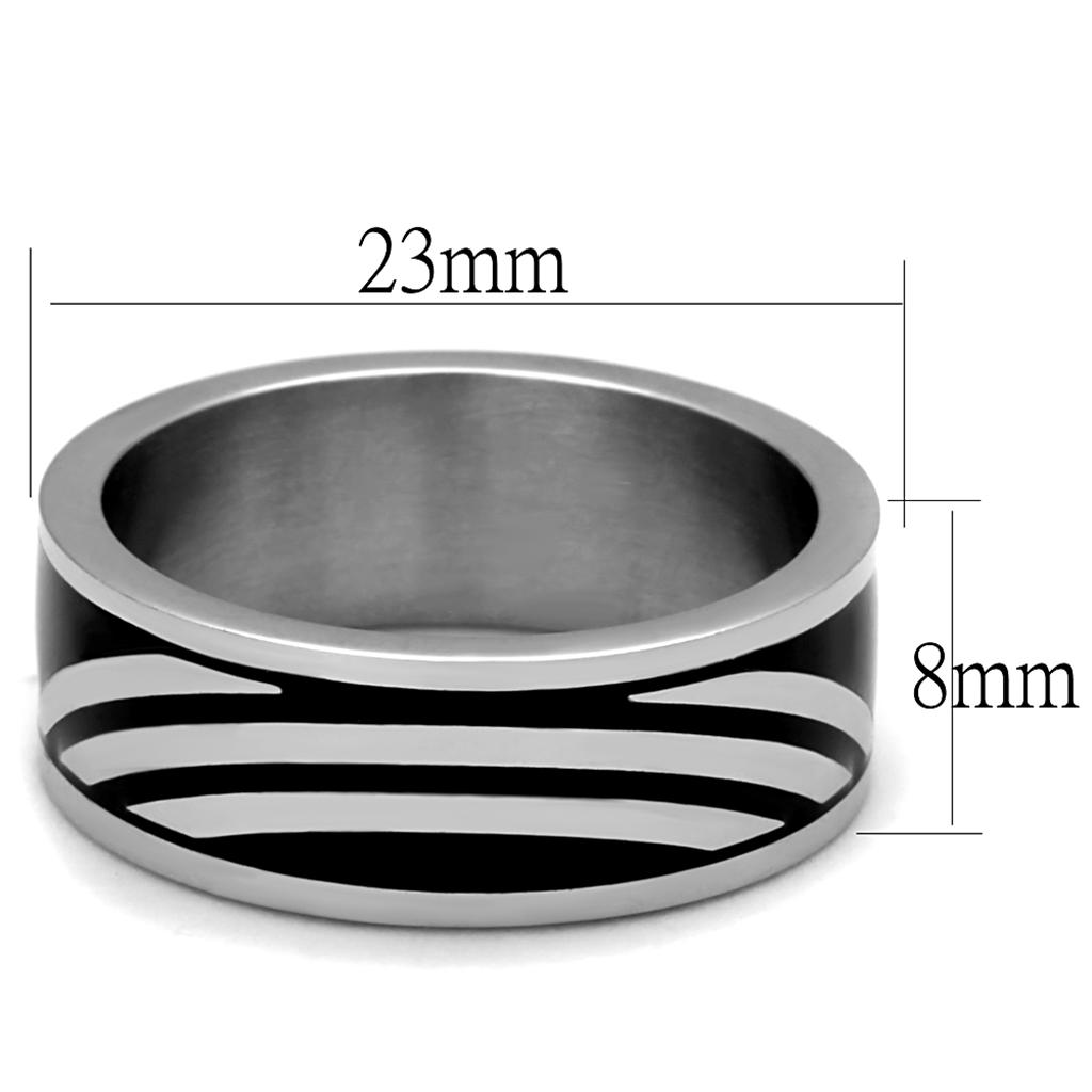 TK2411 - High polished (no plating) Stainless Steel Ring with Epoxy  in Jet-1