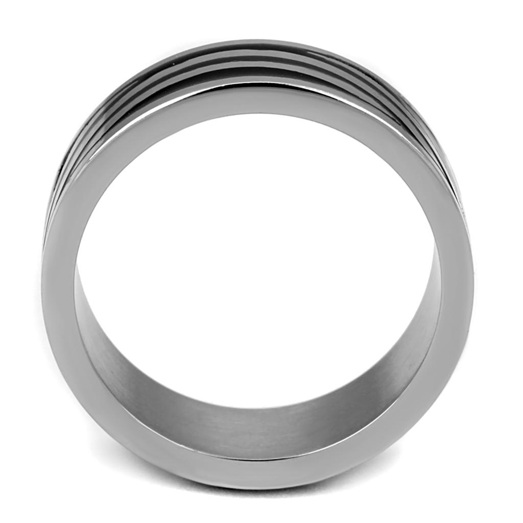 TK2411 - High polished (no plating) Stainless Steel Ring with Epoxy  in Jet-2