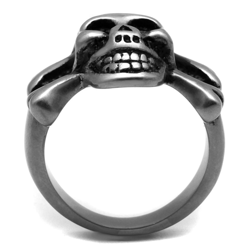 TK2416 - Antique Silver Stainless Steel Ring with Epoxy  in Jet-2