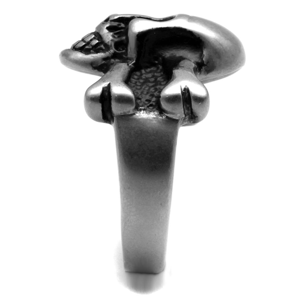 TK2416 - Antique Silver Stainless Steel Ring with Epoxy  in Jet-3