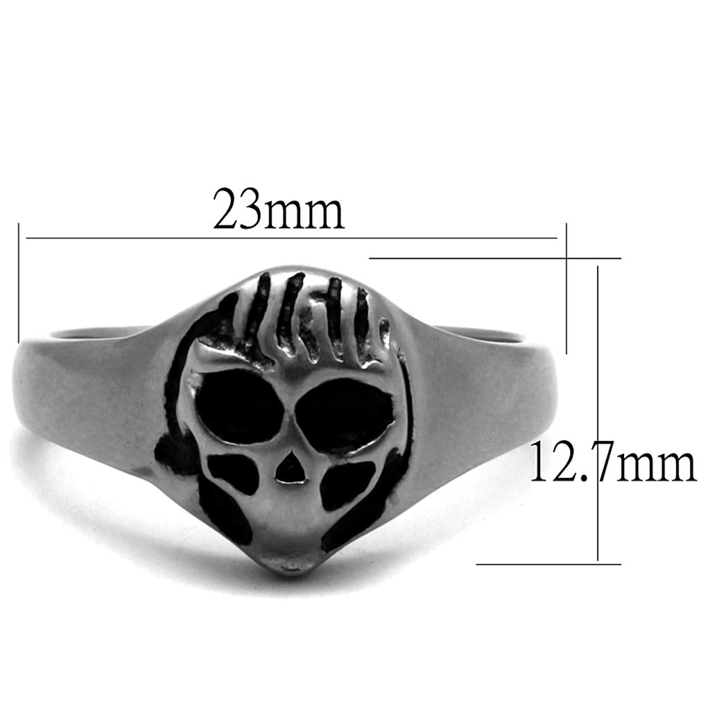 TK2417 - Antique Silver Stainless Steel Ring with Epoxy  in Jet-1