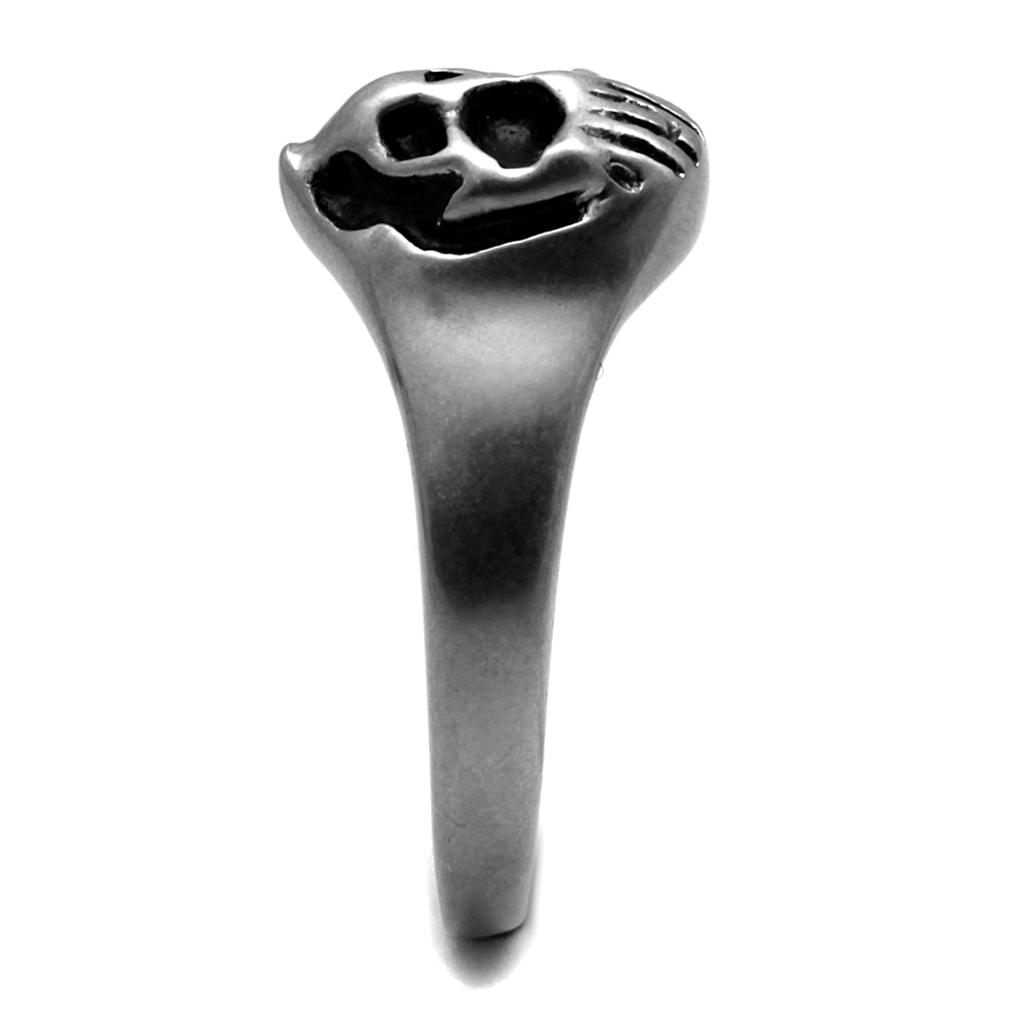 TK2417 - Antique Silver Stainless Steel Ring with Epoxy  in Jet-3