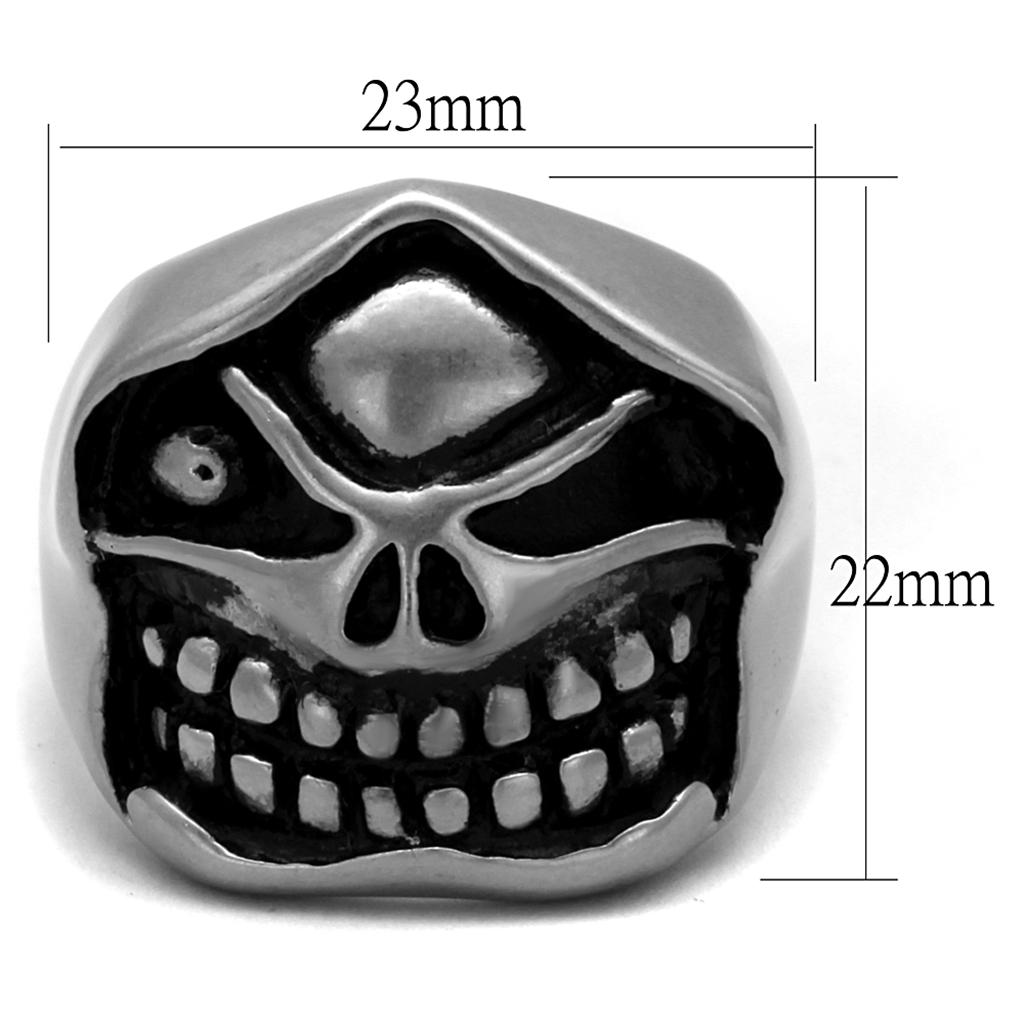 TK2418 - Antique Silver Stainless Steel Ring with Epoxy  in Jet-1