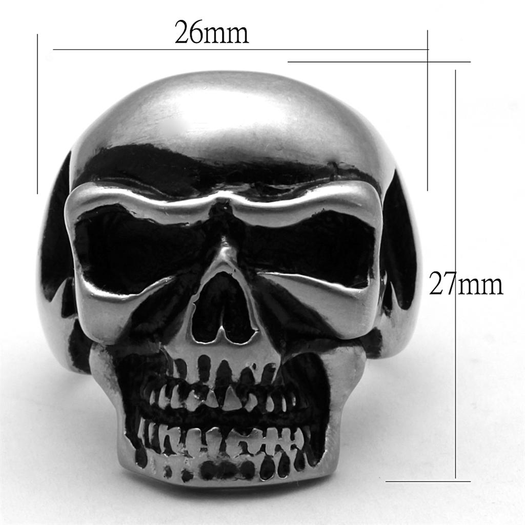 TK2419 - Antique Silver Stainless Steel Ring with Epoxy  in Jet-1