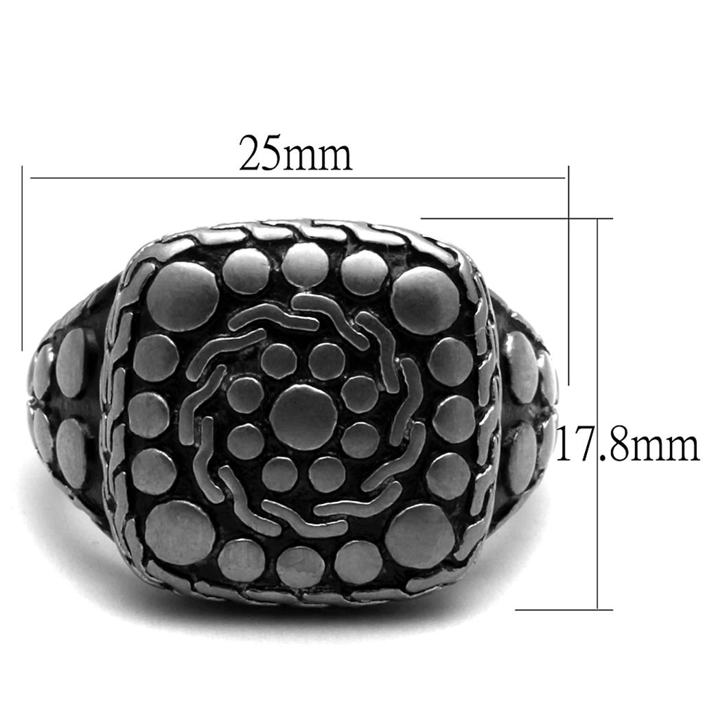 TK2420 - Antique Silver Stainless Steel Ring with Epoxy  in Jet-1