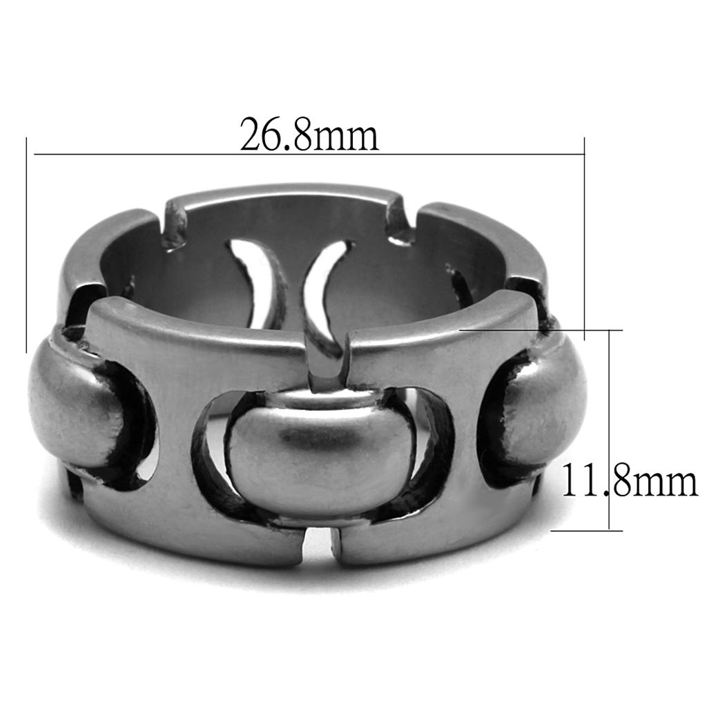 TK2421 - Antique Silver Stainless Steel Ring with Epoxy  in Jet-1