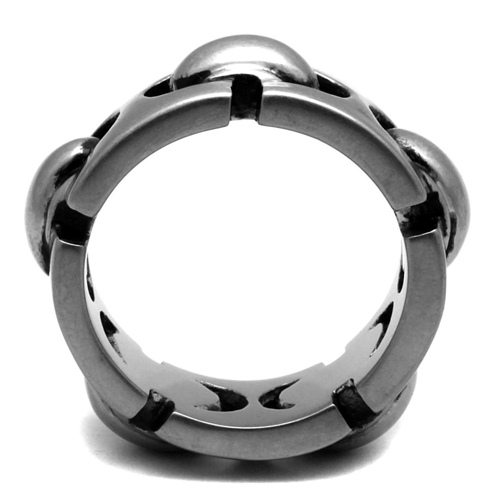 TK2421 - Antique Silver Stainless Steel Ring with Epoxy  in Jet-2
