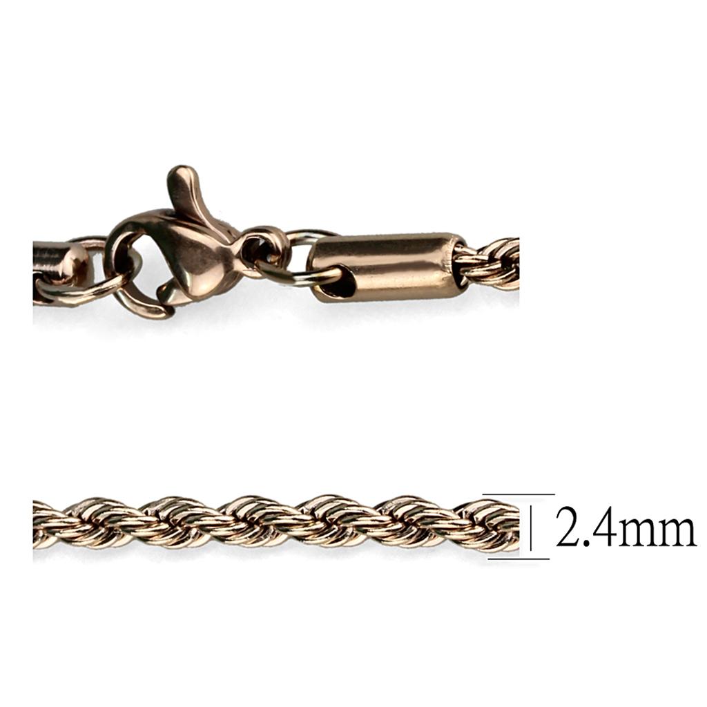 TK2433R - IP Rose Gold(Ion Plating) Stainless Steel Chain with No Stone-2