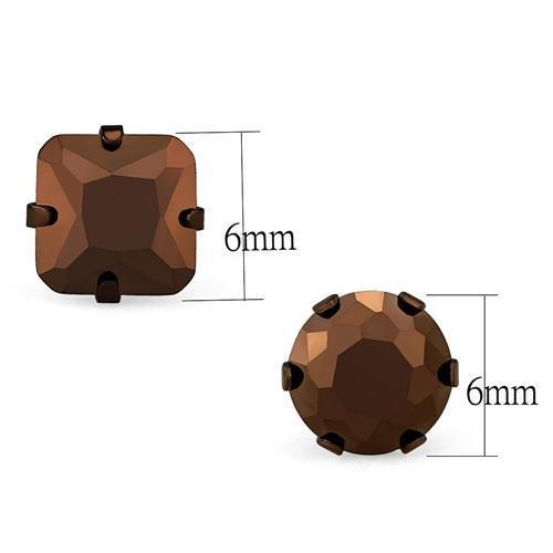 TK2443 - Two Tone IP Light Brown (IP Light coffee) Stainless Steel Earrings with AAA Grade CZ  in Light Coffee-2