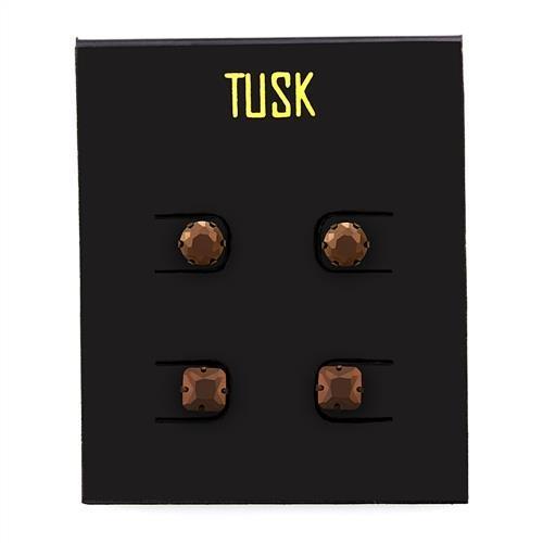 TK2443 - Two Tone IP Light Brown (IP Light coffee) Stainless Steel Earrings with AAA Grade CZ  in Light Coffee-3