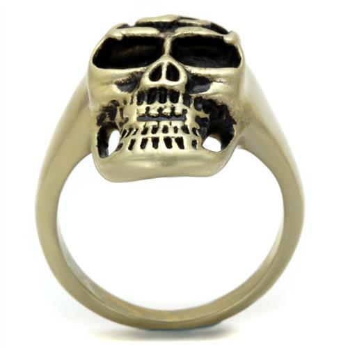 TK2450 - IP Antique Copper Stainless Steel Ring with Epoxy  in Jet-2