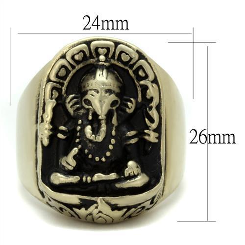 TK2457 - IP Antique Copper Stainless Steel Ring with Epoxy  in Jet-1