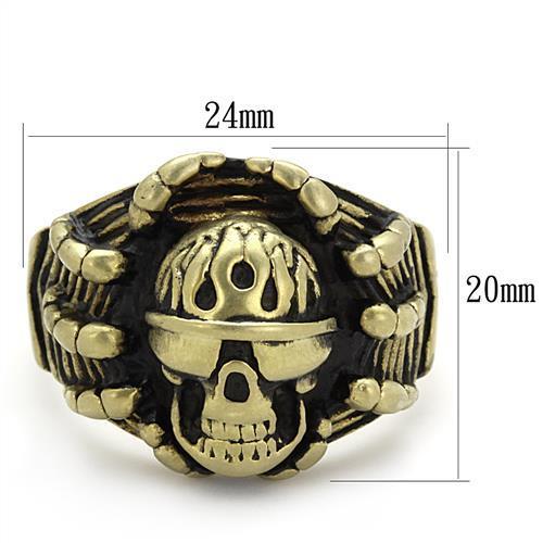 TK2461 - IP Antique Copper Stainless Steel Ring with Epoxy  in Jet-1