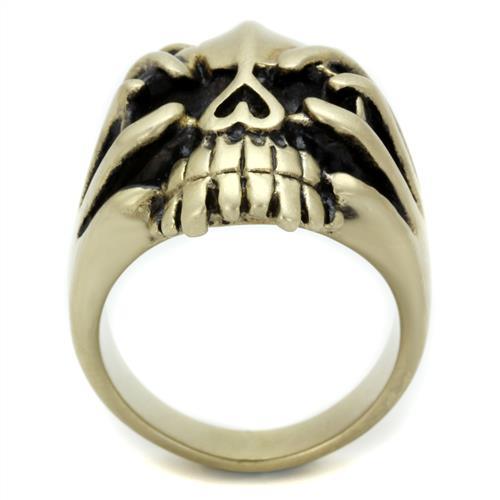 TK2463 - IP Antique Copper Stainless Steel Ring with Epoxy  in Jet-2