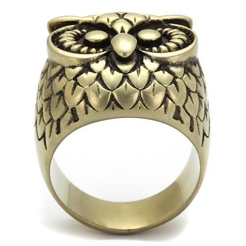 TK2468 - IP Antique Copper Stainless Steel Ring with Epoxy  in Jet-2