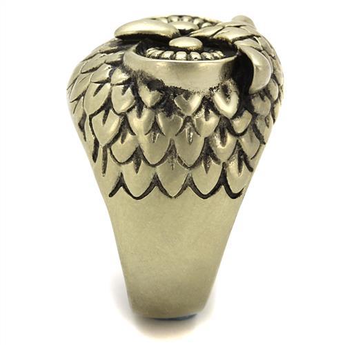 TK2468 - IP Antique Copper Stainless Steel Ring with Epoxy  in Jet-3