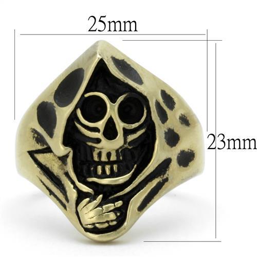 TK2474 - IP Antique Copper Stainless Steel Ring with Epoxy  in Jet-1