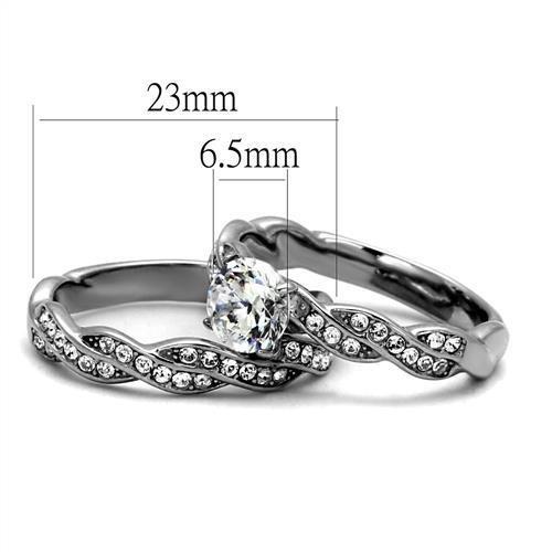 TK2475 - High polished (no plating) Stainless Steel Ring with AAA Grade CZ  in Clear-1