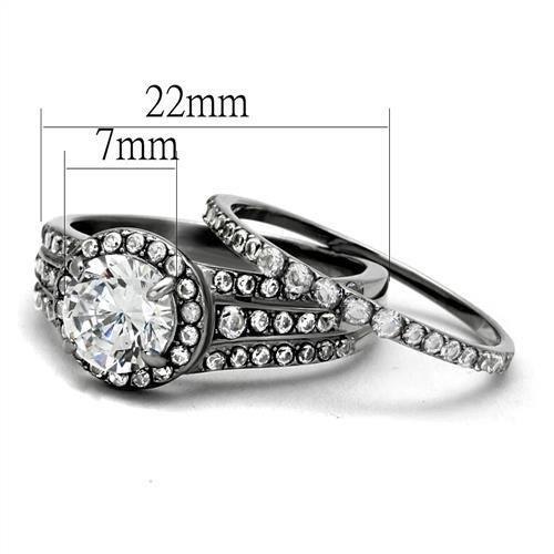 TK2476 - High polished (no plating) Stainless Steel Ring with AAA Grade CZ  in Clear-1