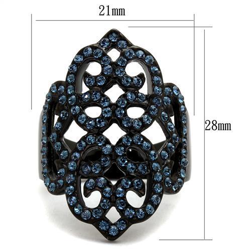 TK2481 - IP Black(Ion Plating) Stainless Steel Ring with Top Grade Crystal  in Montana-1