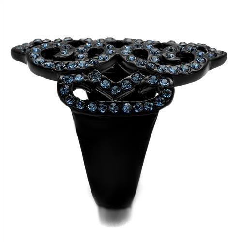 TK2481 - IP Black(Ion Plating) Stainless Steel Ring with Top Grade Crystal  in Montana-3