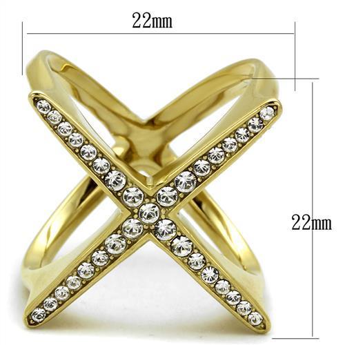 TK2497 - IP Gold(Ion Plating) Stainless Steel Ring with Top Grade Crystal  in Clear-1
