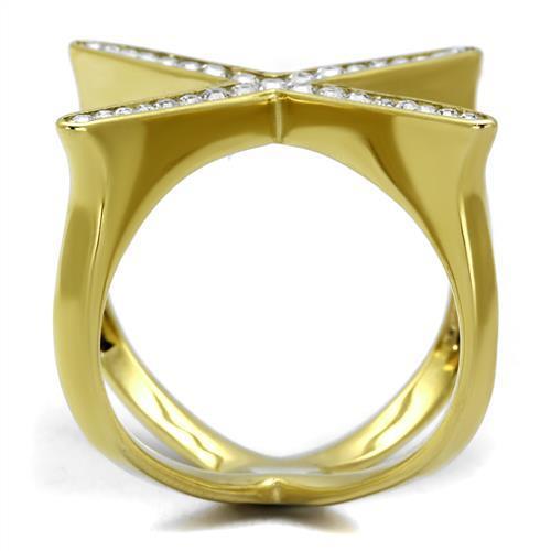TK2497 - IP Gold(Ion Plating) Stainless Steel Ring with Top Grade Crystal  in Clear-3