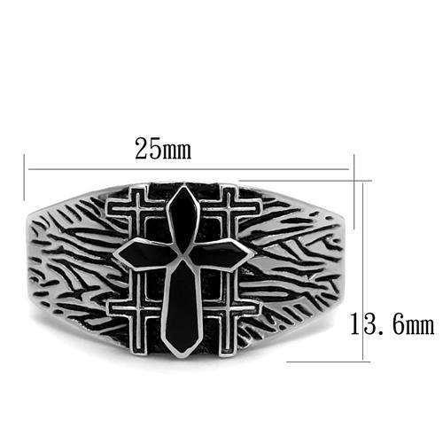 TK2505 - High polished (no plating) Stainless Steel Ring with Epoxy  in Jet-1