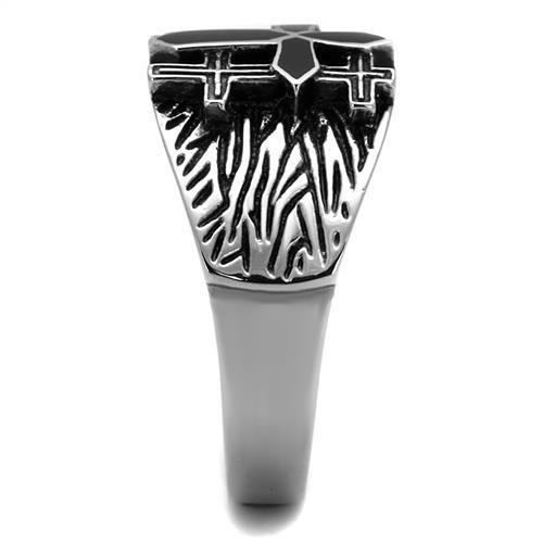 TK2505 - High polished (no plating) Stainless Steel Ring with Epoxy  in Jet-3