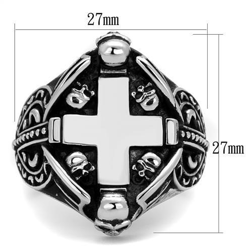 TK2506 - High polished (no plating) Stainless Steel Ring with Epoxy  in Jet-1